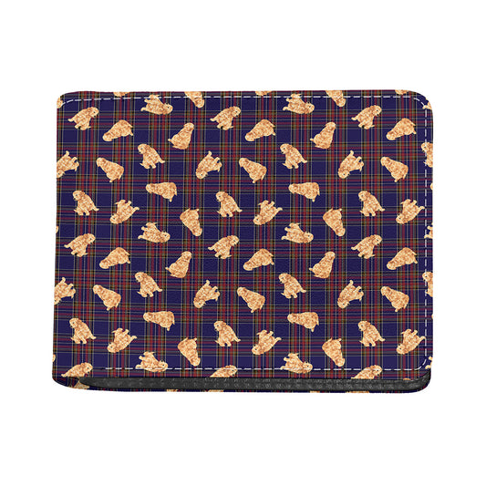 Golden Retriever Tartan Pattern Print Bifold Wallet