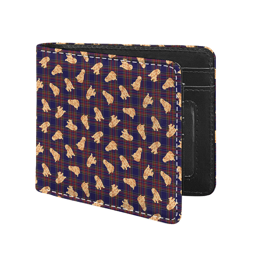 Golden Retriever Tartan Pattern Print Bifold Wallet