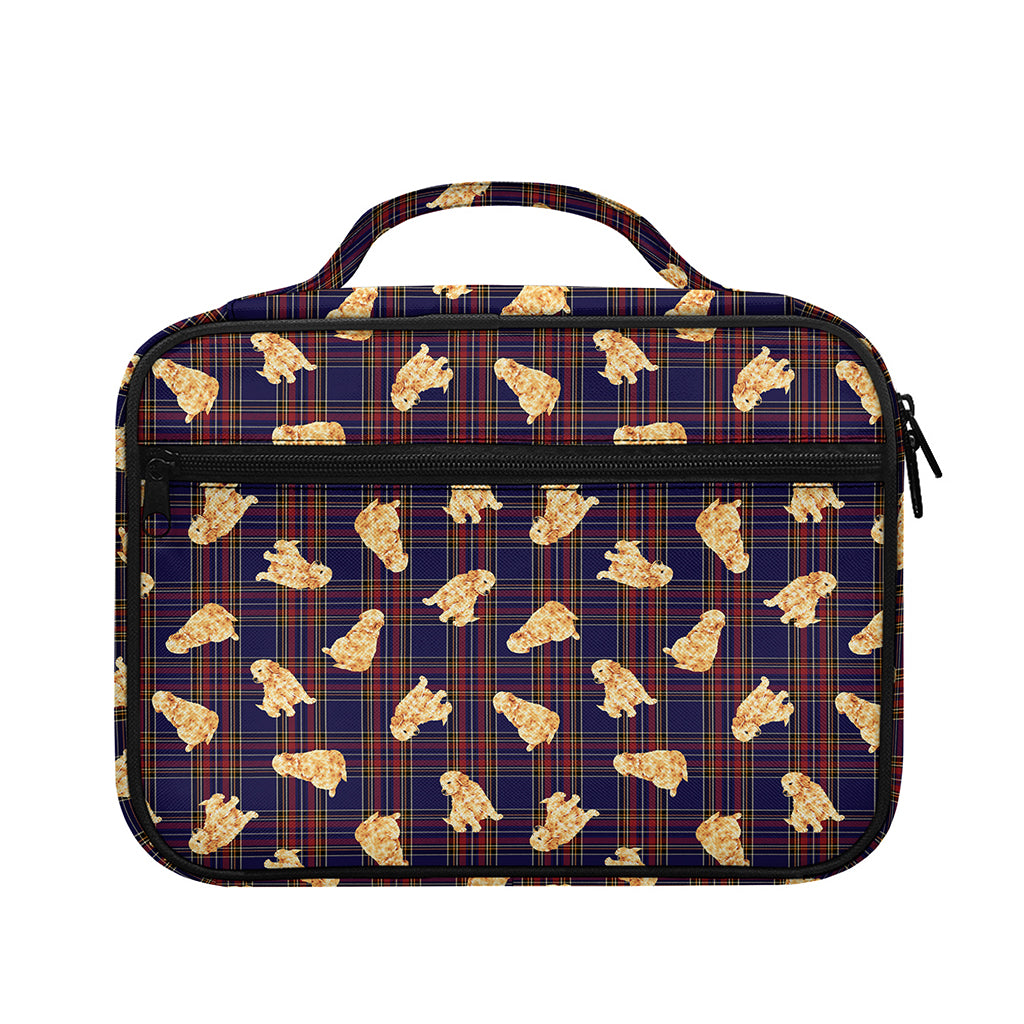 Golden Retriever Tartan Pattern Print Briefcase Bible Bag