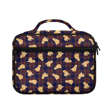 Golden Retriever Tartan Pattern Print Briefcase Bible Bag