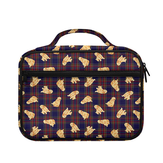 Golden Retriever Tartan Pattern Print Briefcase Bible Bag