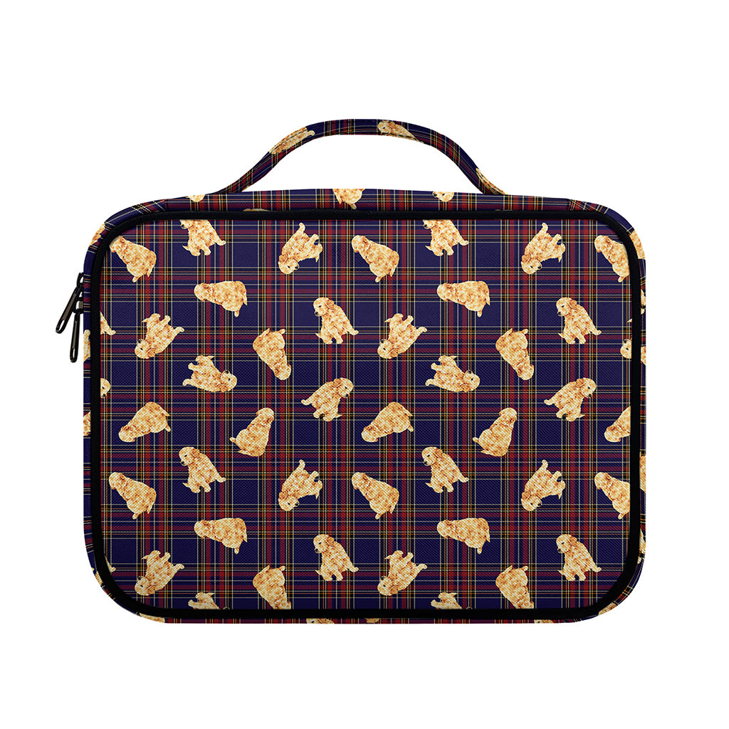 Golden Retriever Tartan Pattern Print Briefcase Bible Bag