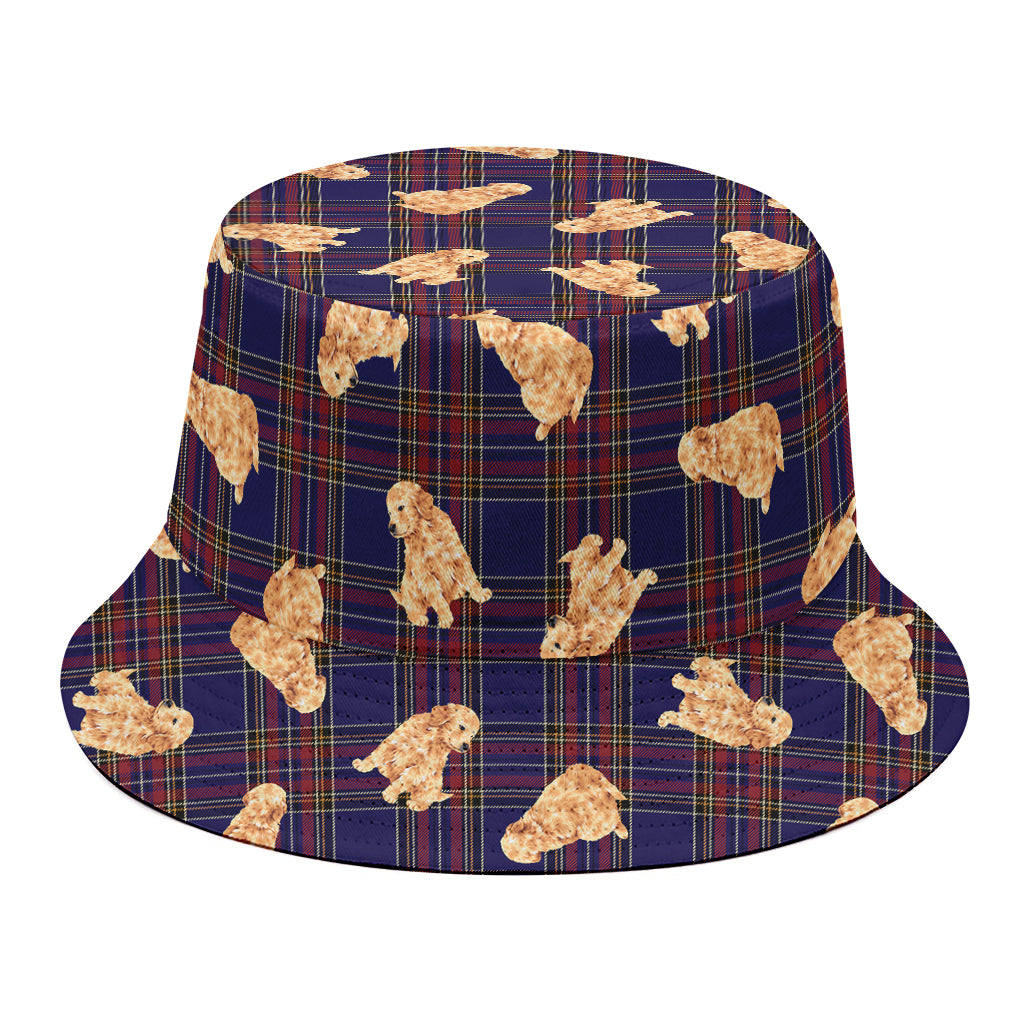 Golden Retriever Tartan Pattern Print Bucket Hat