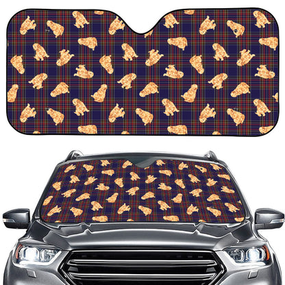Golden Retriever Tartan Pattern Print Car Windshield Sun Shade