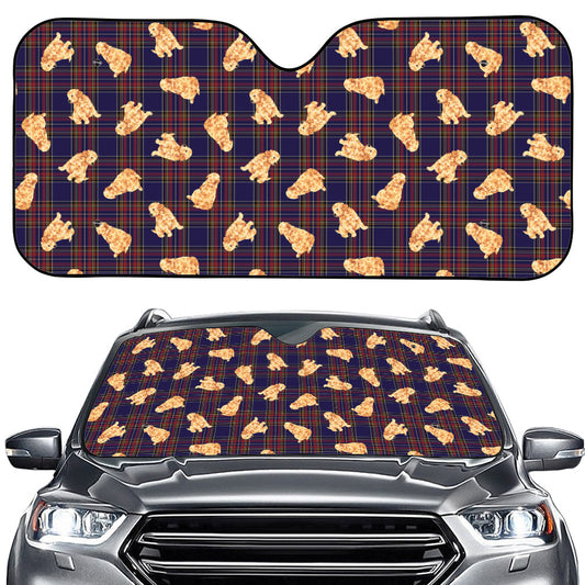 Golden Retriever Tartan Pattern Print Car Windshield Sun Shade