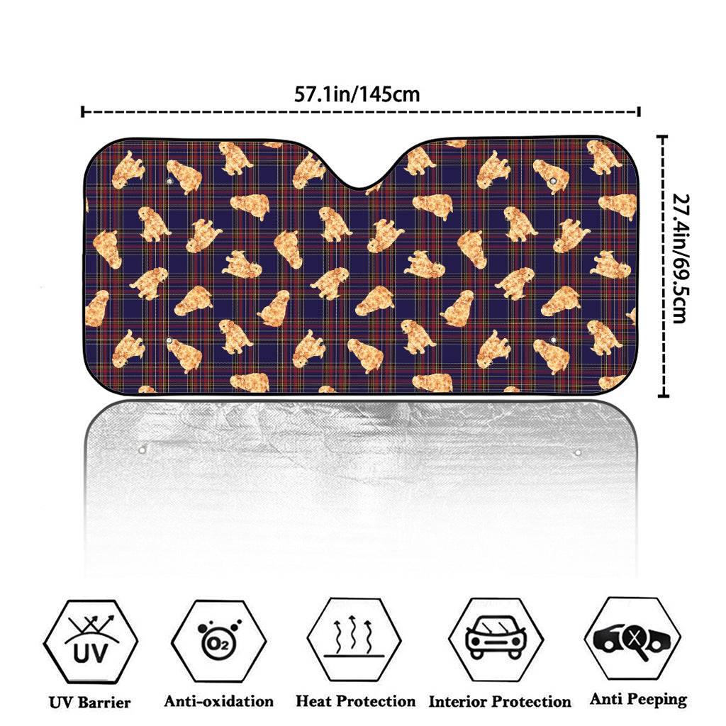 Golden Retriever Tartan Pattern Print Car Windshield Sun Shade