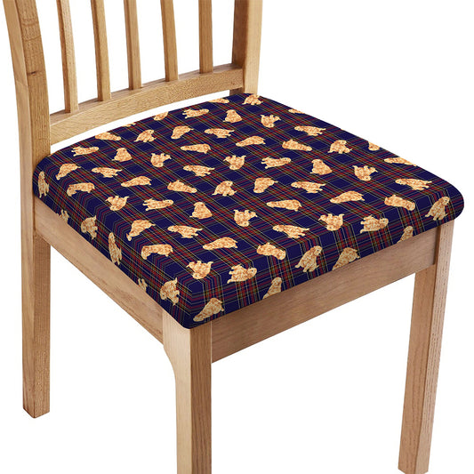 Golden Retriever Tartan Pattern Print Chair Cushion Cover