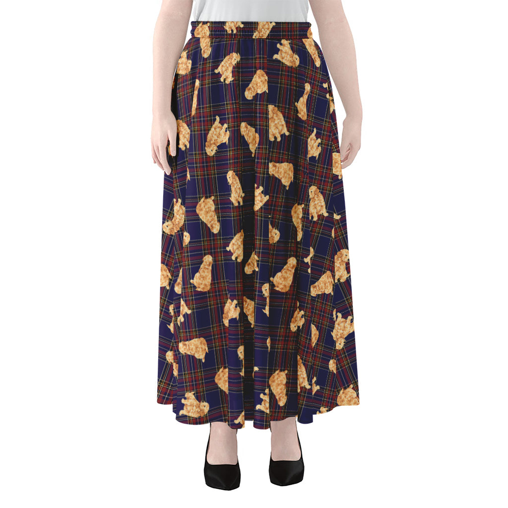 Golden Retriever Tartan Pattern Print Chiffon Maxi Skirt