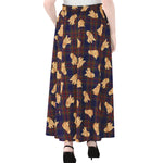 Golden Retriever Tartan Pattern Print Chiffon Maxi Skirt