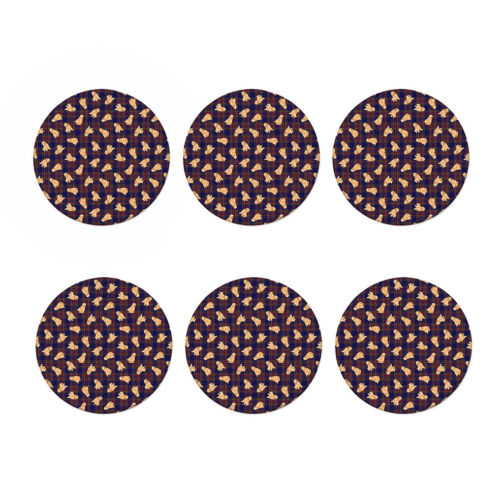 Golden Retriever Tartan Pattern Print Coaster Set