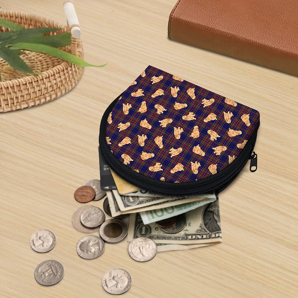 Golden Retriever Tartan Pattern Print Coin Purse
