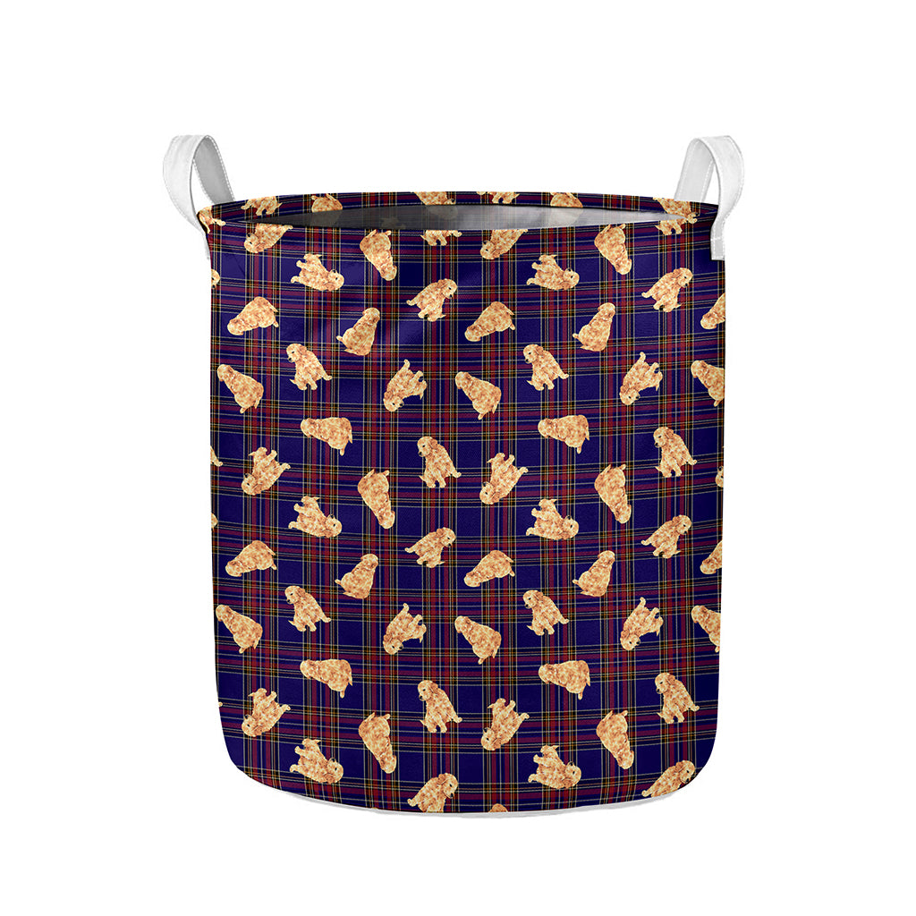 Golden Retriever Tartan Pattern Print Collapsible Laundry Basket