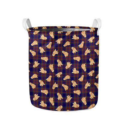 Golden Retriever Tartan Pattern Print Collapsible Laundry Basket