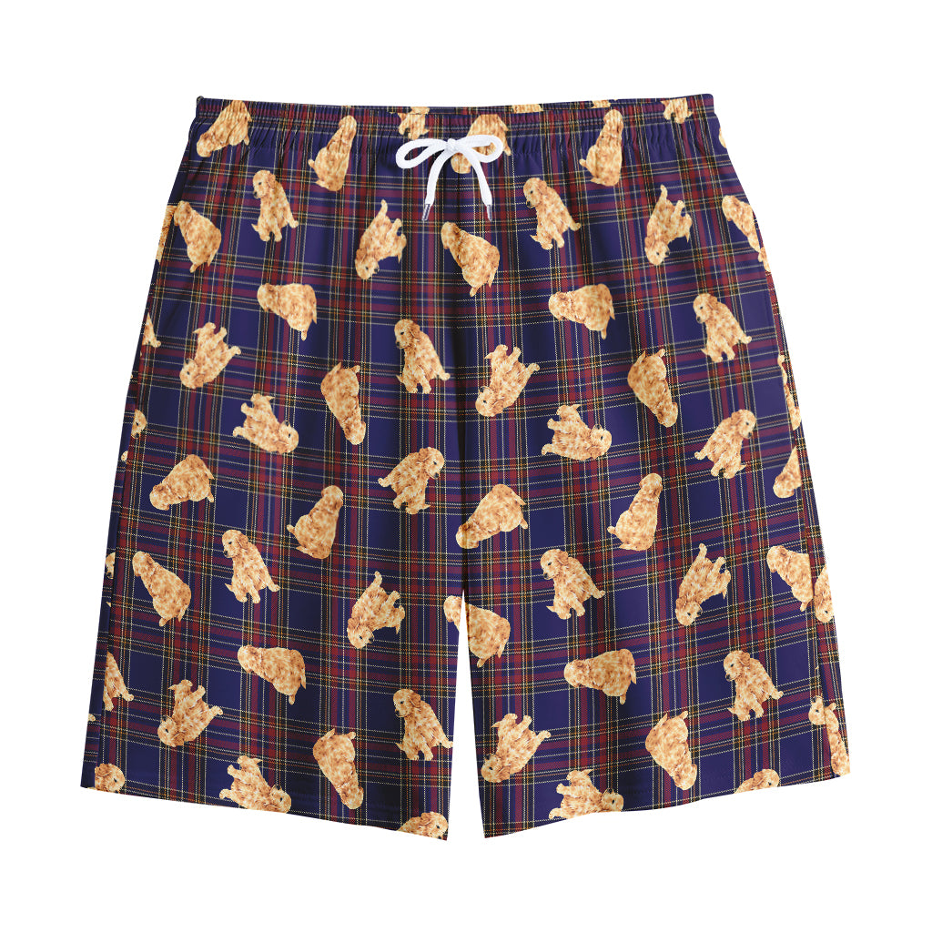 Golden Retriever Tartan Pattern Print Cotton Shorts