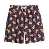 Golden Retriever Tartan Pattern Print Cotton Shorts