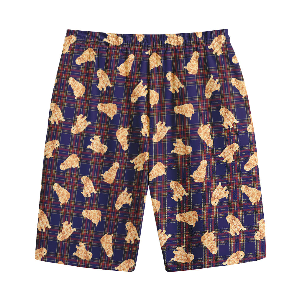 Golden Retriever Tartan Pattern Print Cotton Shorts