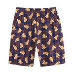 Golden Retriever Tartan Pattern Print Cotton Shorts