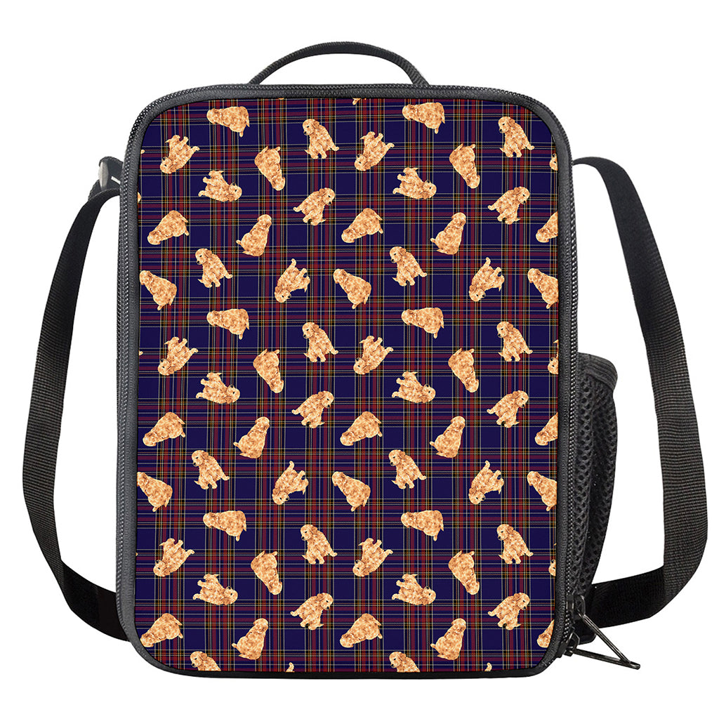 Golden Retriever Tartan Pattern Print Crossbody Lunch Bag