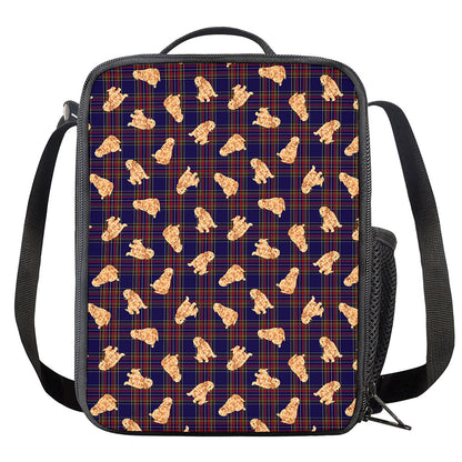 Golden Retriever Tartan Pattern Print Crossbody Lunch Bag