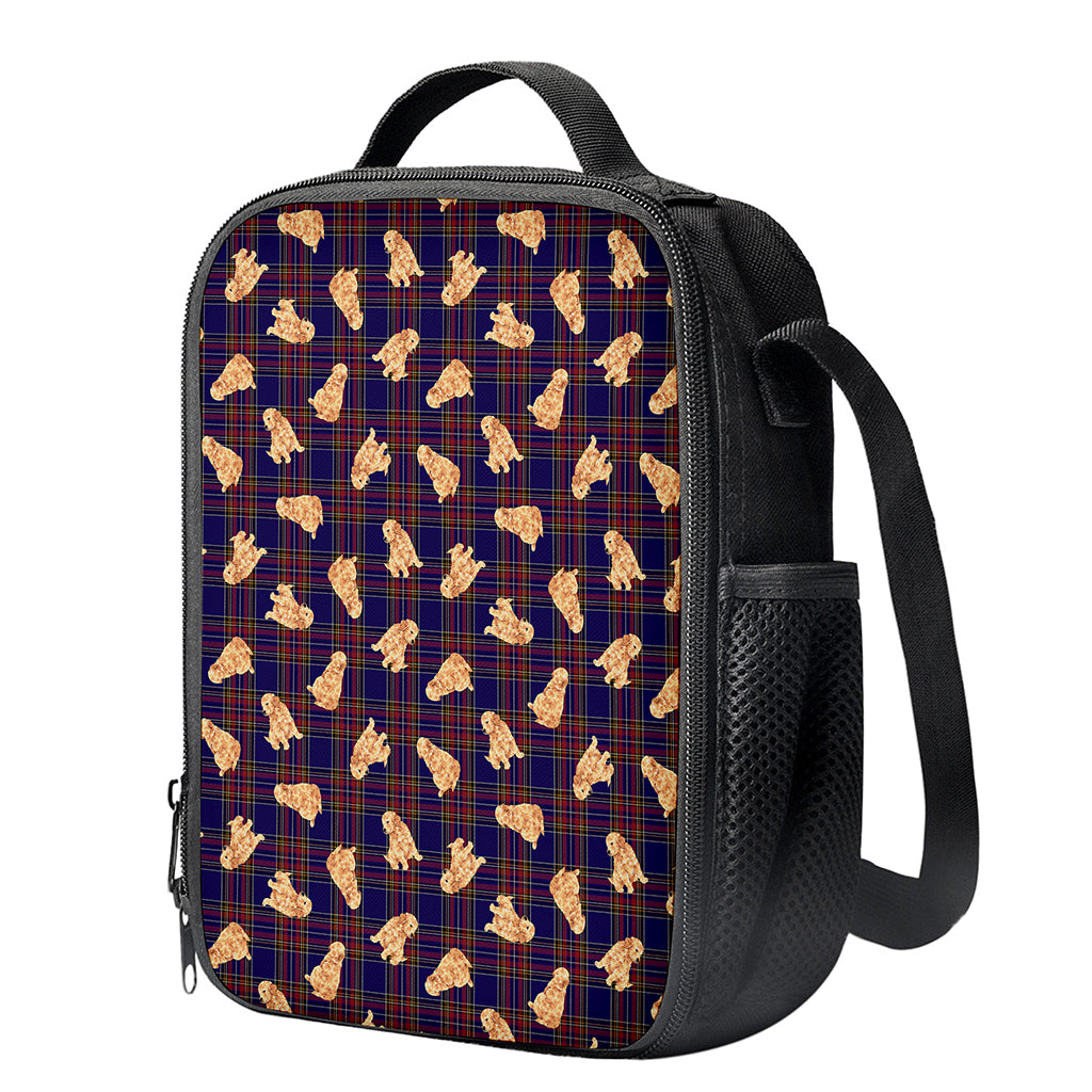 Golden Retriever Tartan Pattern Print Crossbody Lunch Bag