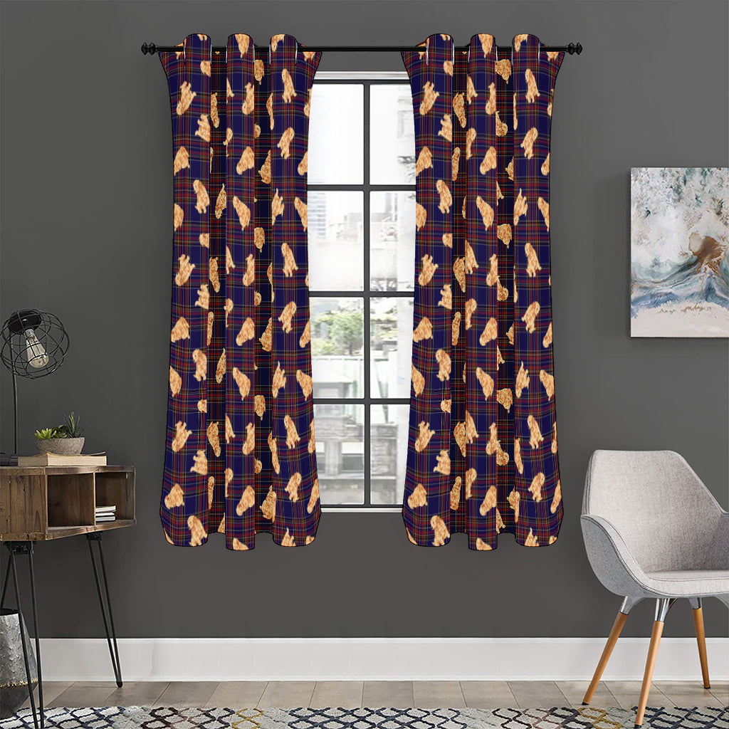 Golden Retriever Tartan Pattern Print Curtain