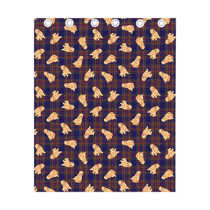 Golden Retriever Tartan Pattern Print Curtain