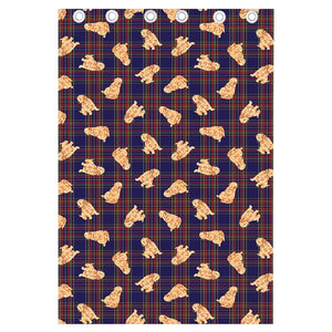 Golden Retriever Tartan Pattern Print Curtain