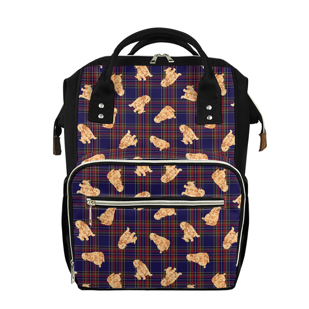 Golden Retriever Tartan Pattern Print Diaper Bag