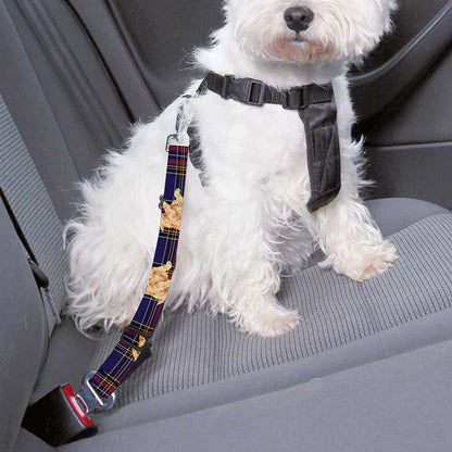 Golden Retriever Tartan Pattern Print Dog Seat Belt