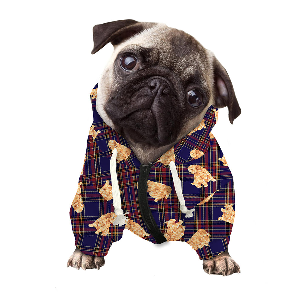Golden Retriever Tartan Pattern Print Dog Zip Up Hoodie