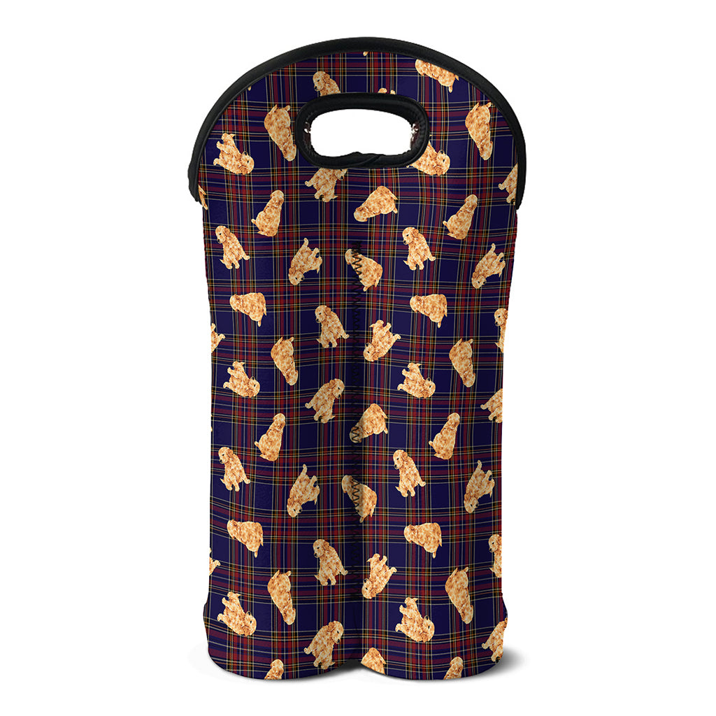 Golden Retriever Tartan Pattern Print Double Neoprene Wine Tote