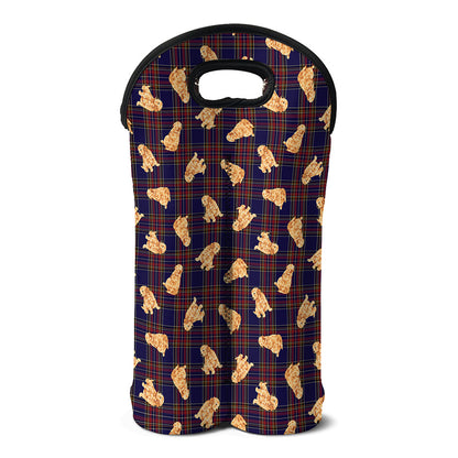 Golden Retriever Tartan Pattern Print Double Neoprene Wine Tote