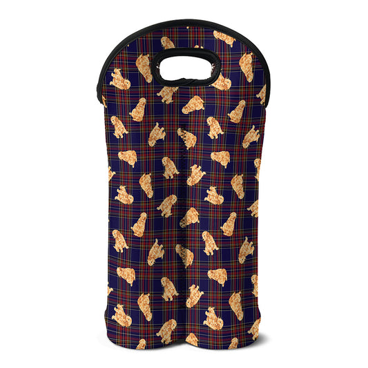 Golden Retriever Tartan Pattern Print Double Neoprene Wine Tote