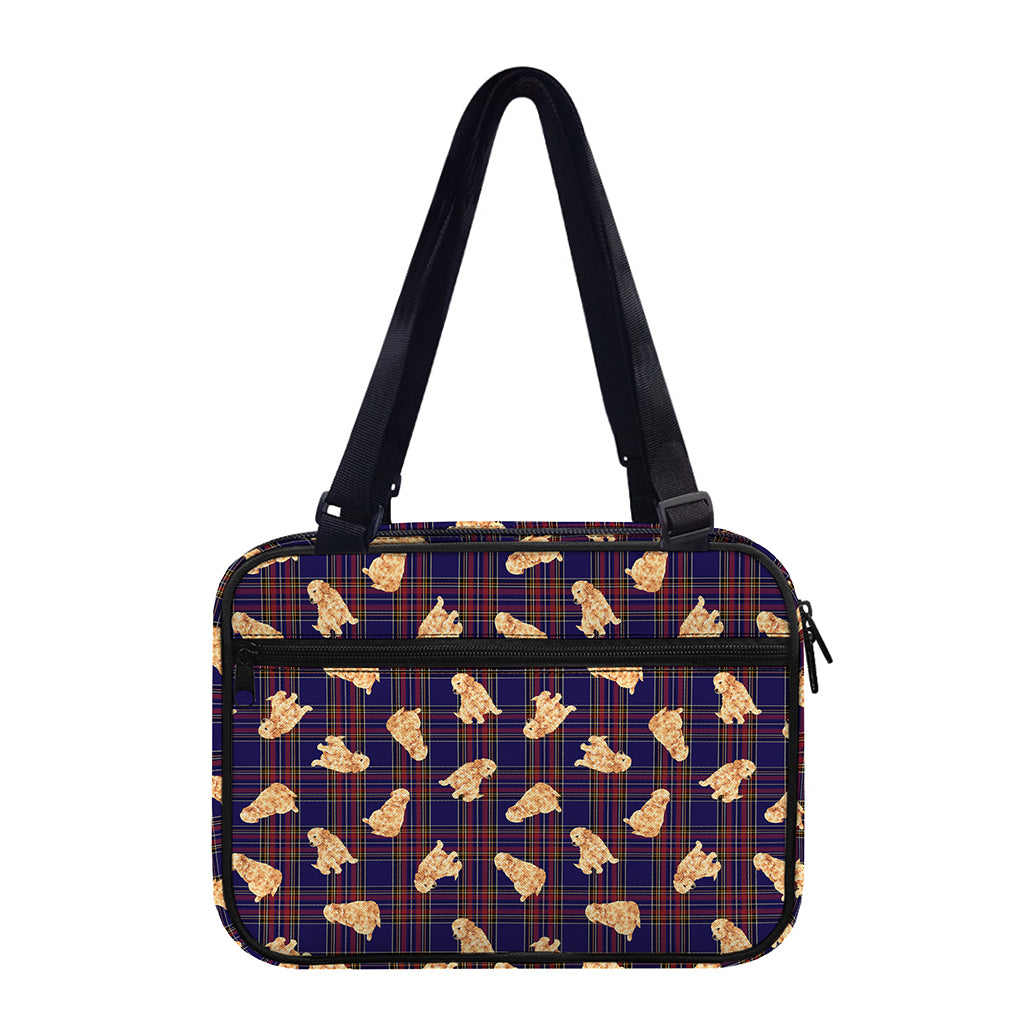 Golden Retriever Tartan Pattern Print Double Strap Bible Bag