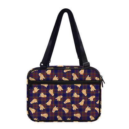 Golden Retriever Tartan Pattern Print Double Strap Bible Bag