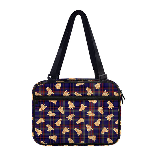 Golden Retriever Tartan Pattern Print Double Strap Bible Bag