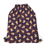 Golden Retriever Tartan Pattern Print Drawstring Bag