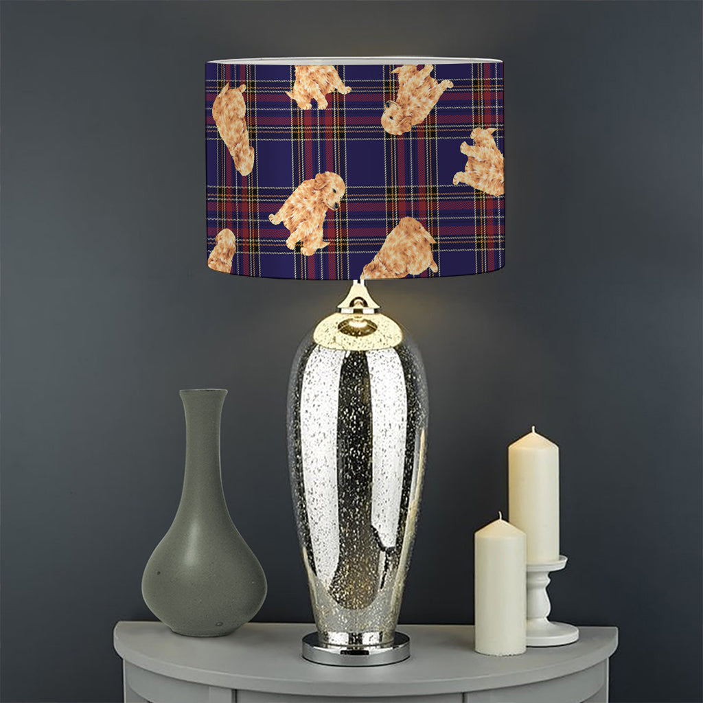 Golden Retriever Tartan Pattern Print Drum Lamp Shade