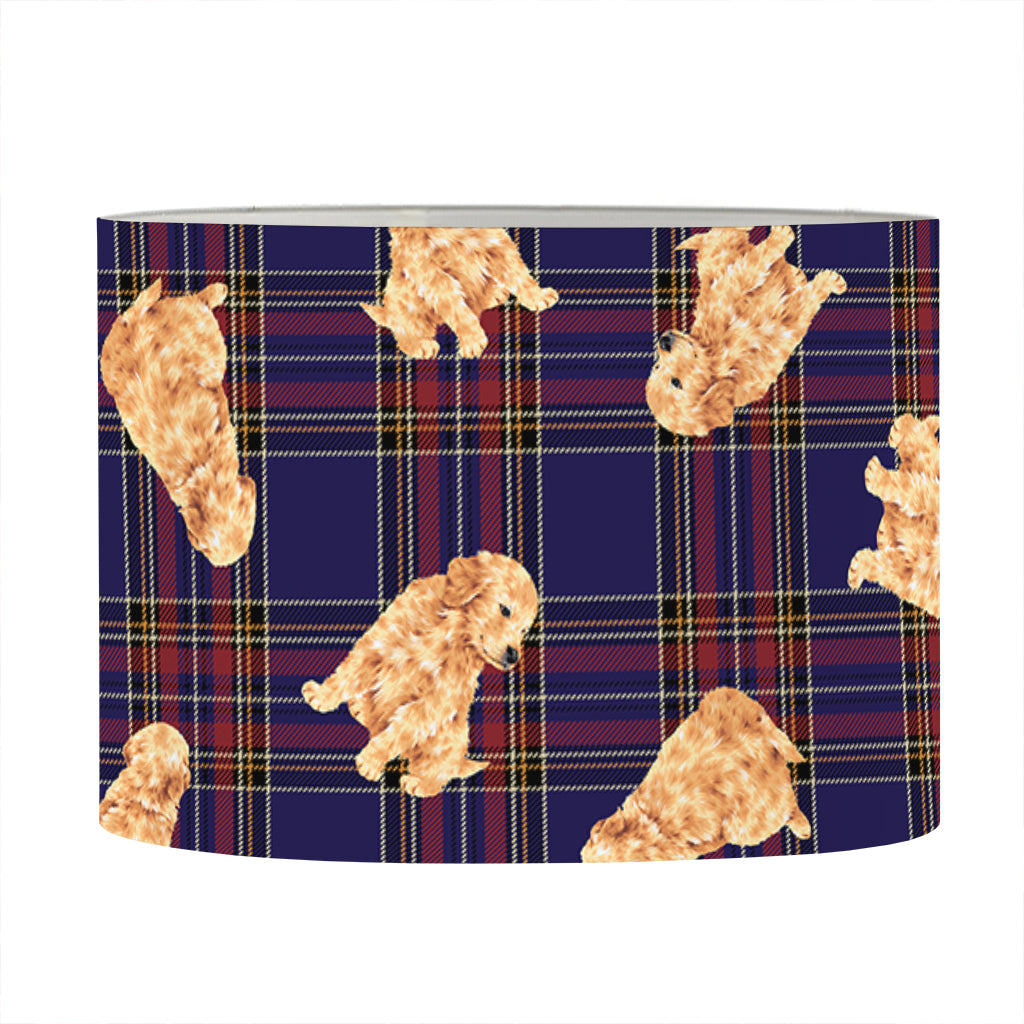 Golden Retriever Tartan Pattern Print Drum Lamp Shade