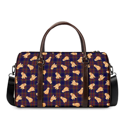 Golden Retriever Tartan Pattern Print Duffle Bag