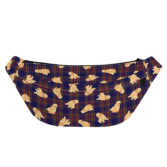 Golden Retriever Tartan Pattern Print Fanny Pack