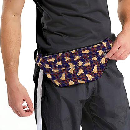 Golden Retriever Tartan Pattern Print Fanny Pack