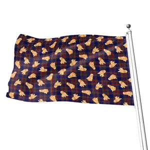 Golden Retriever Tartan Pattern Print Flag