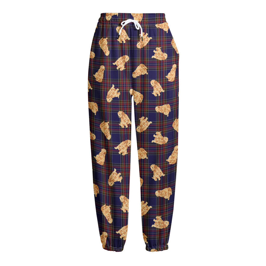 Golden Retriever Tartan Pattern Print Fleece Lined Knit Pants