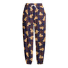 Golden Retriever Tartan Pattern Print Fleece Lined Knit Pants