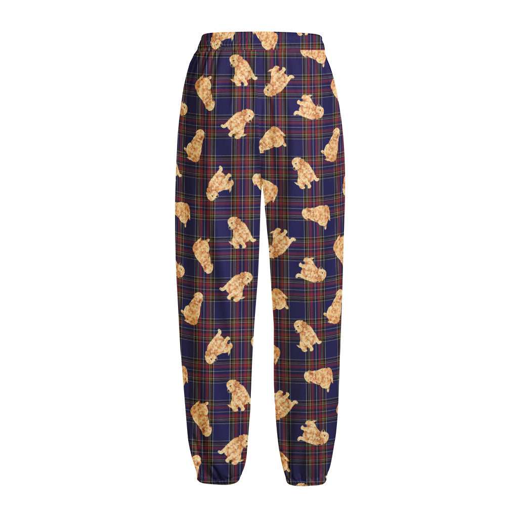 Golden Retriever Tartan Pattern Print Fleece Lined Knit Pants