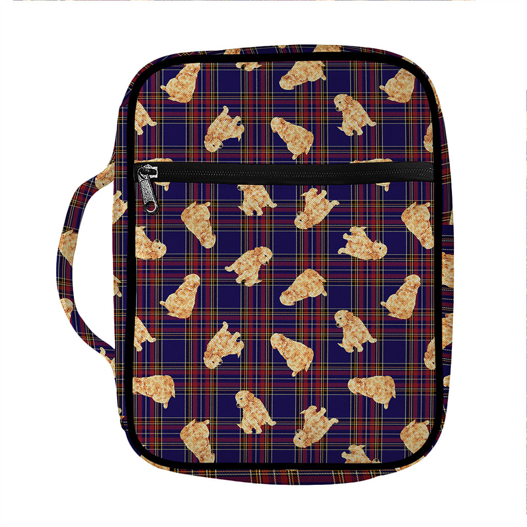 Golden Retriever Tartan Pattern Print Front Pocket Bible Bag
