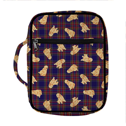 Golden Retriever Tartan Pattern Print Front Pocket Bible Bag
