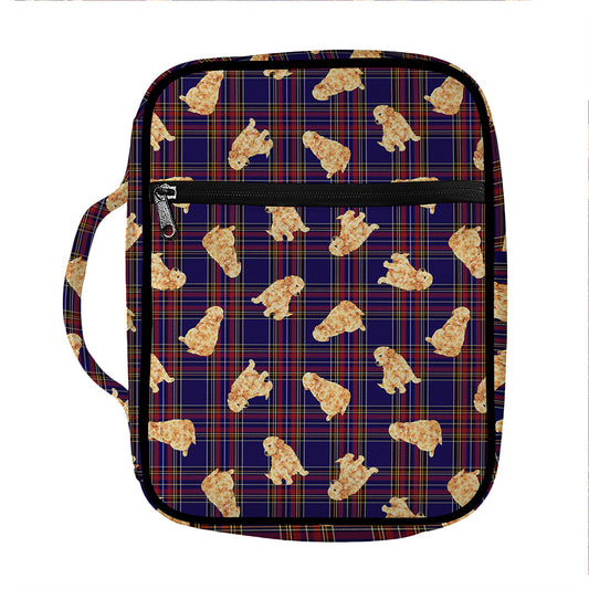 Golden Retriever Tartan Pattern Print Front Pocket Bible Bag