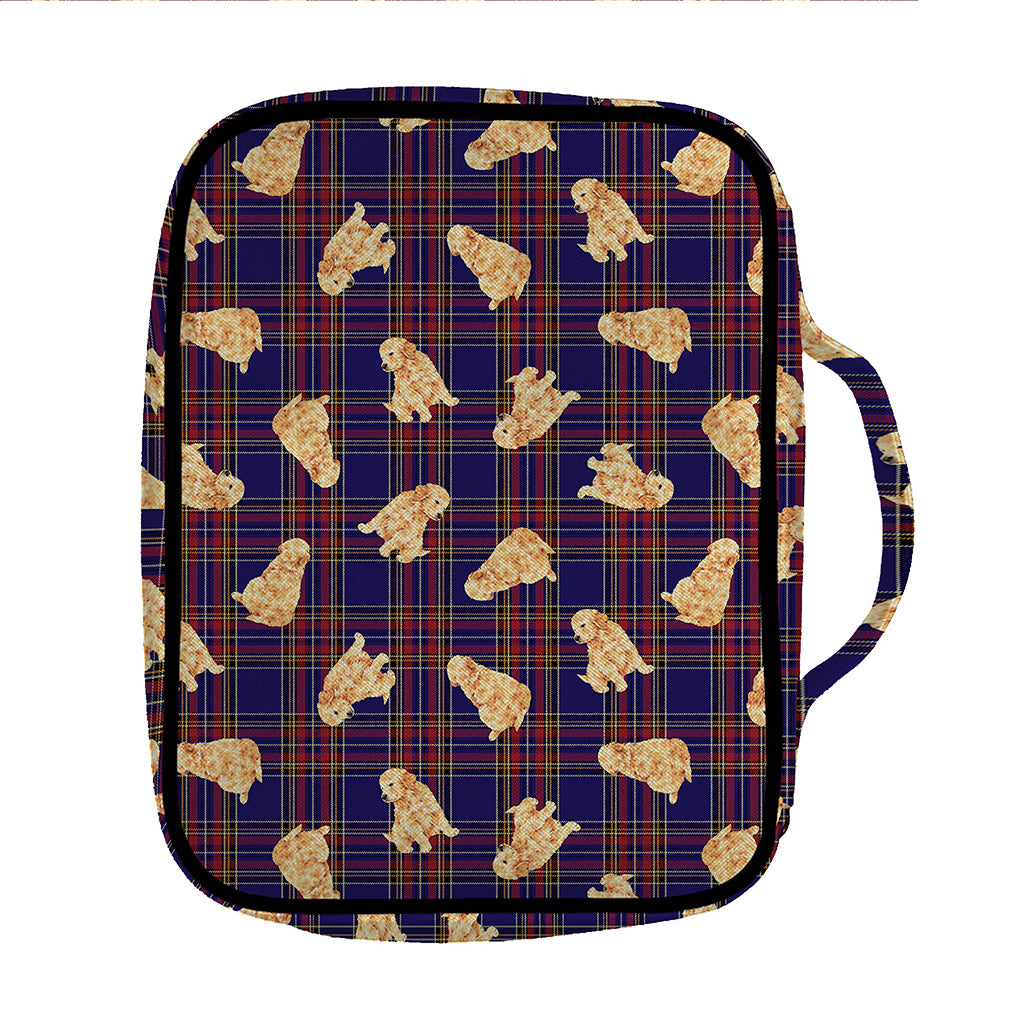 Golden Retriever Tartan Pattern Print Front Pocket Bible Bag